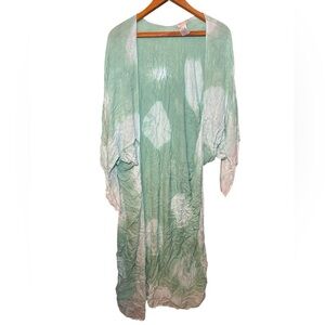 Free People Women's Spellbound Green Mint Tie Dye Kimono One Size Shrug Robe